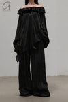 Mutedance 24 Spring/Summer Silk Elastic Waist Loose Pants MD-MD24SS13-SHENHE sepia PM114